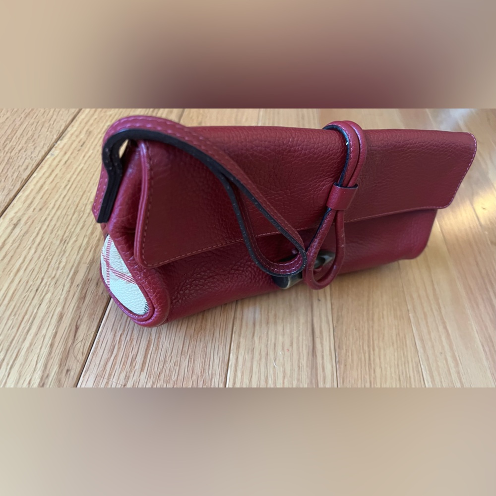 Burberry Burgundy Leather Wristlet Clutch - Picture 3 of 10